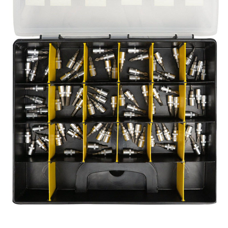 JBM (52538) Estuche de 90 piezas con puntas Phillips, planas y Allen de 1/4"