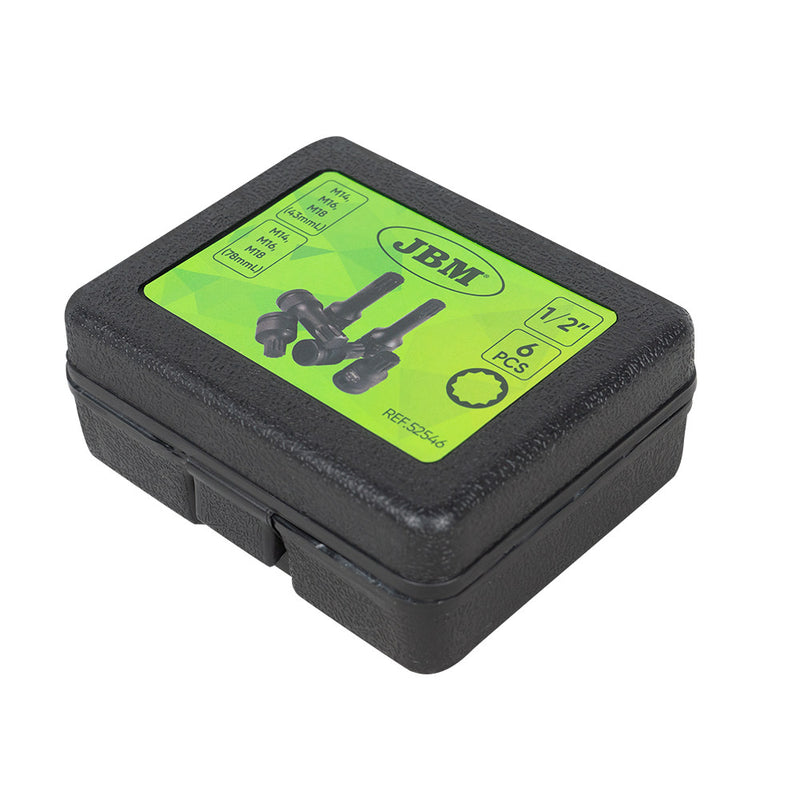 JBM (52546) Jogo de 6 Soquetes e Bits de Impacto de 1/2" em Zinco