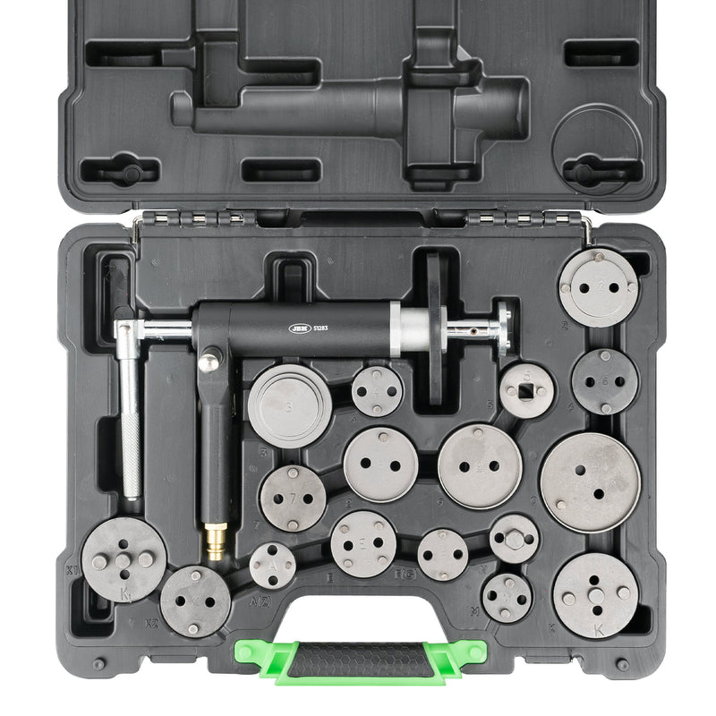 JBM (52636) Juego de 18 herramientas para rebobinado de pistones de freno con herramienta neumática