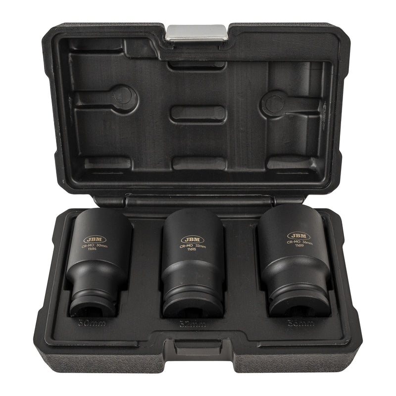 JBM (52694) Jogo de 3 Soquetes de Impacto de 1/2" em Zinco