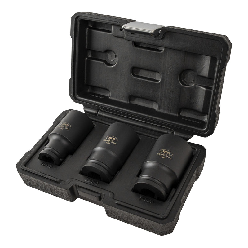 JBM (52694) Jogo de 3 Soquetes de Impacto de 1/2" em Zinco