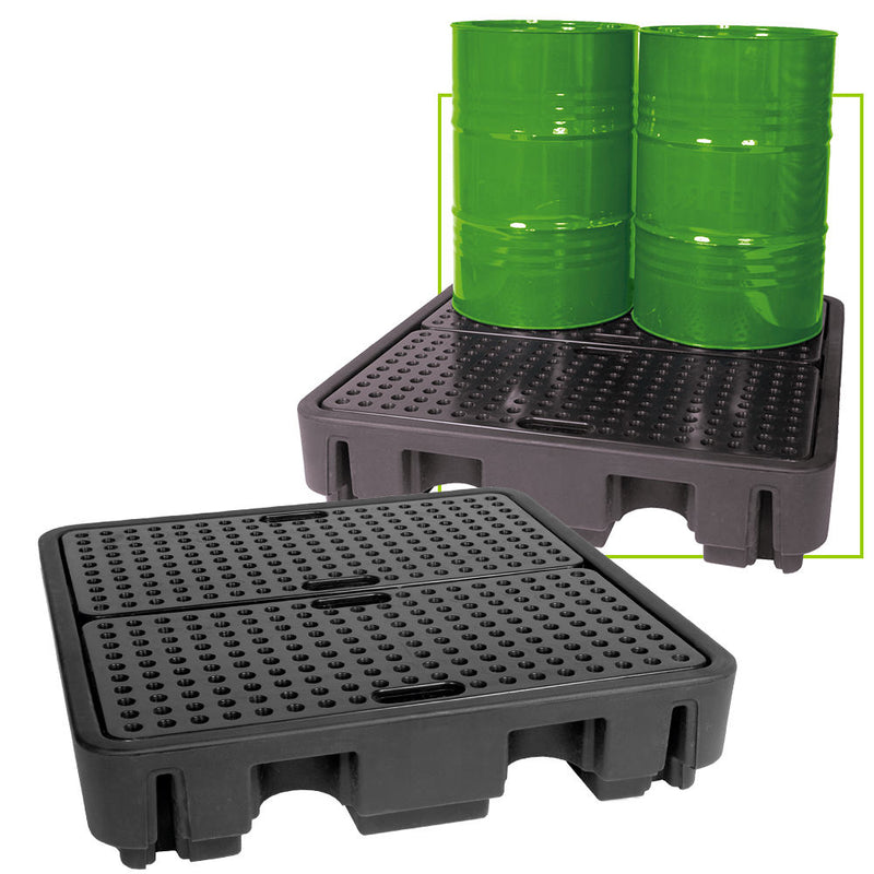 JBM (52806) Pallet de contención de derrames Drumbank - 4 tambores verticales - 1250 kg