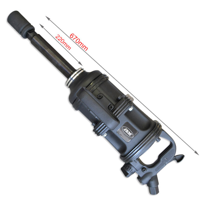 Llave de impacto neumática de punta larga y peso ligero JBM (52814) para camiones, 1", 3260 nm