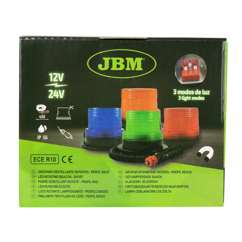 Baliza giratoria intermitente LED de bajo perfil JBM (52828) - Azul