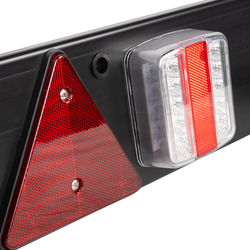 Barra de remolque JBM (52838) con 2 luces traseras y 2 reflectores triangulares de 1100 x 140 mm