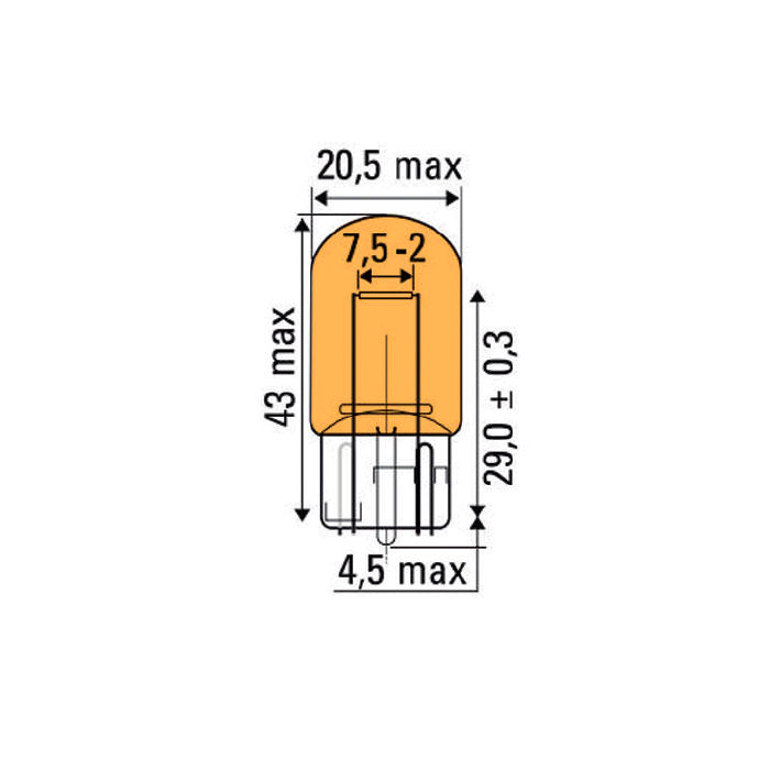 JBM (52863) Obn Wedge Lamp 21W 12V T20 Ambar