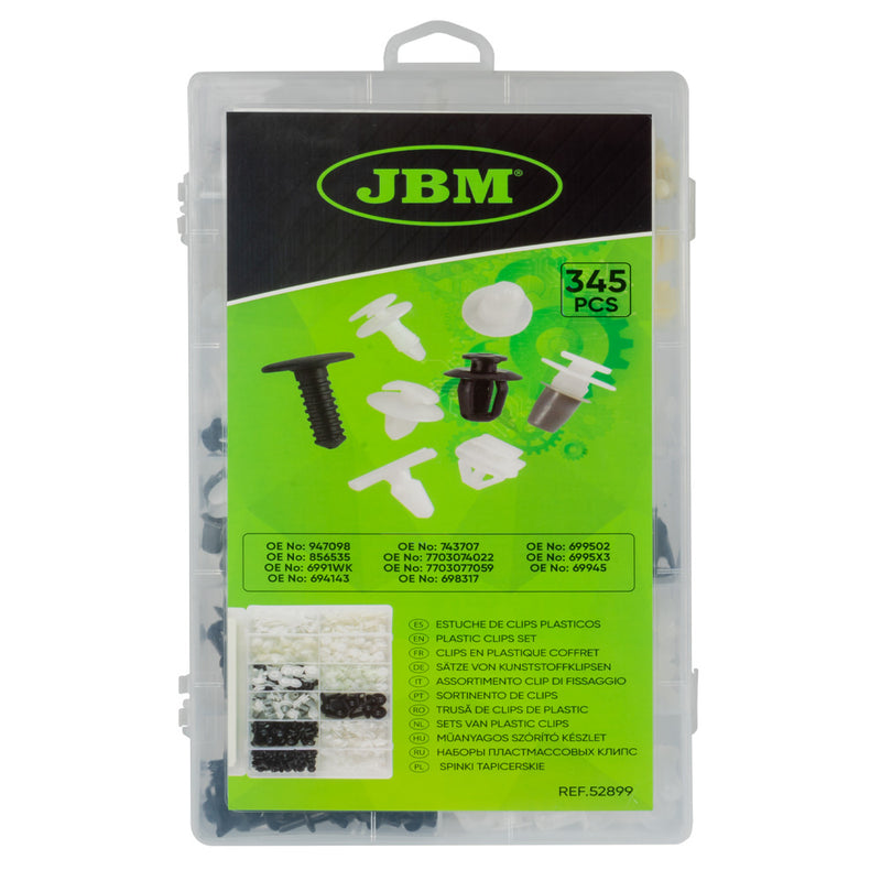 Conjunto de 345 peças de clipes de plástico JBM (52899) para Peugeot/Citroen