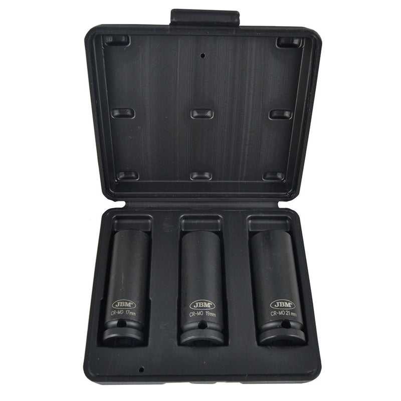 JBM (52969) 3 Piece 1/2" Hexagonal Long Impact Socket Set