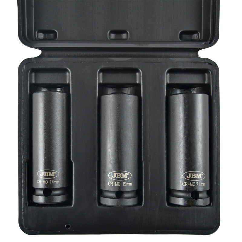 JBM (52969) 3 Piece 1/2" Hexagonal Long Impact Socket Set