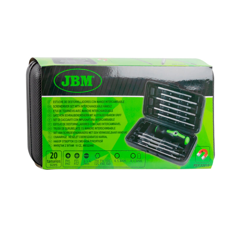 Juego de destornilladores JBM (53010) 20 en 1 con mango y puntas intercambiables de doble extremo