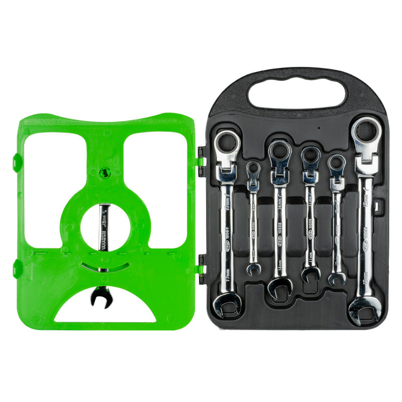 JBM (53017) Juego de 7 llaves combinadas de carraca con cabezal flexible