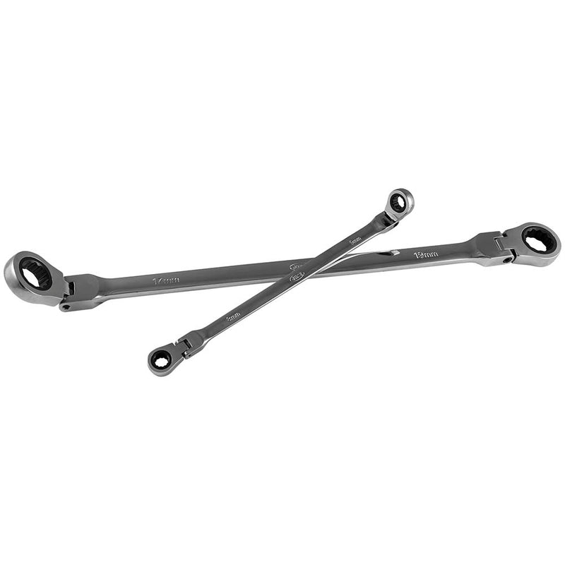 JBM (53018) Juego de 6 llaves combinadas de carraca con cabezal flexible en estuche