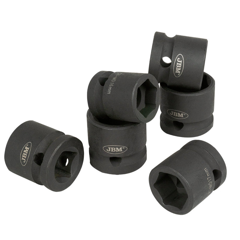 JBM (53060) Conjunto de 12 Tomadas de Impacto Hexagonais de Perfil Baixo de 1/2"