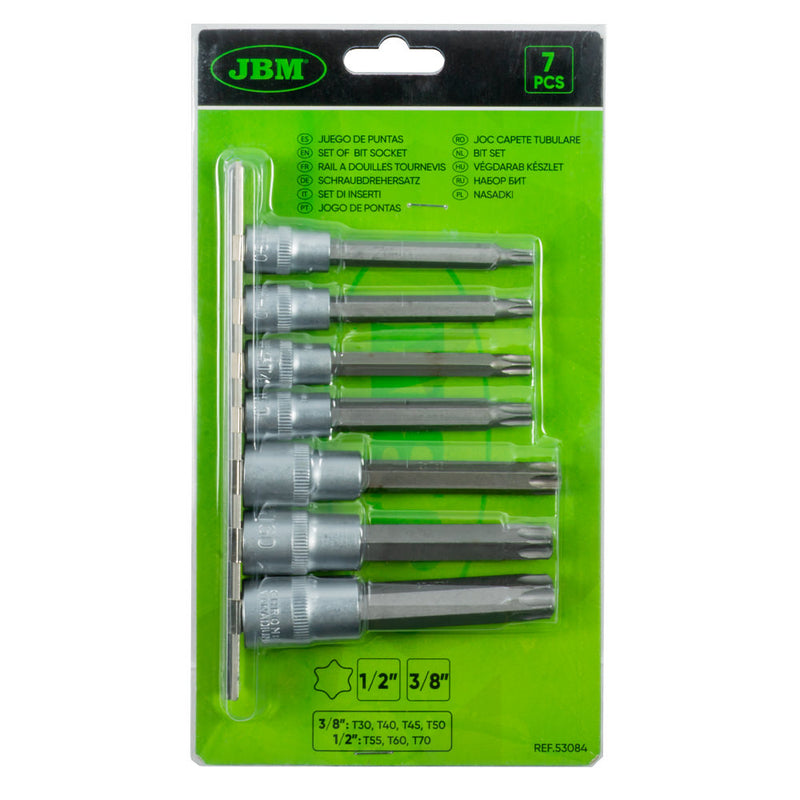 JBM (53084) Juego de 7 piezas de puntas Torx con vasos de 3/8" y 1/2"