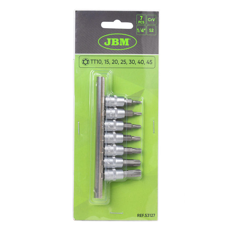 JBM (53127) Juego de 7 puntas Torx inviolables con vaso de 1/4"
