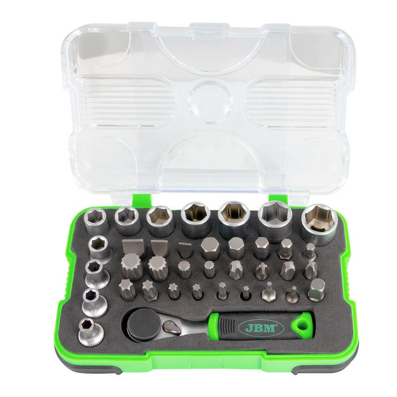 JBM (53156) Mini 37-Piece Bit And Socket Set With 1/4" Ratchet