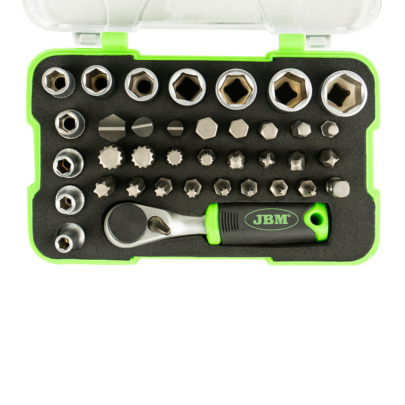 JBM (53156) Mini 37-Piece Bit And Socket Set With 1/4" Ratchet