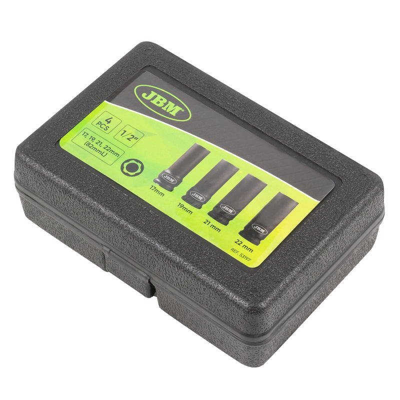 Juego de 4 vasos de impacto antitorsión para tuercas de rueda JBM (53197).