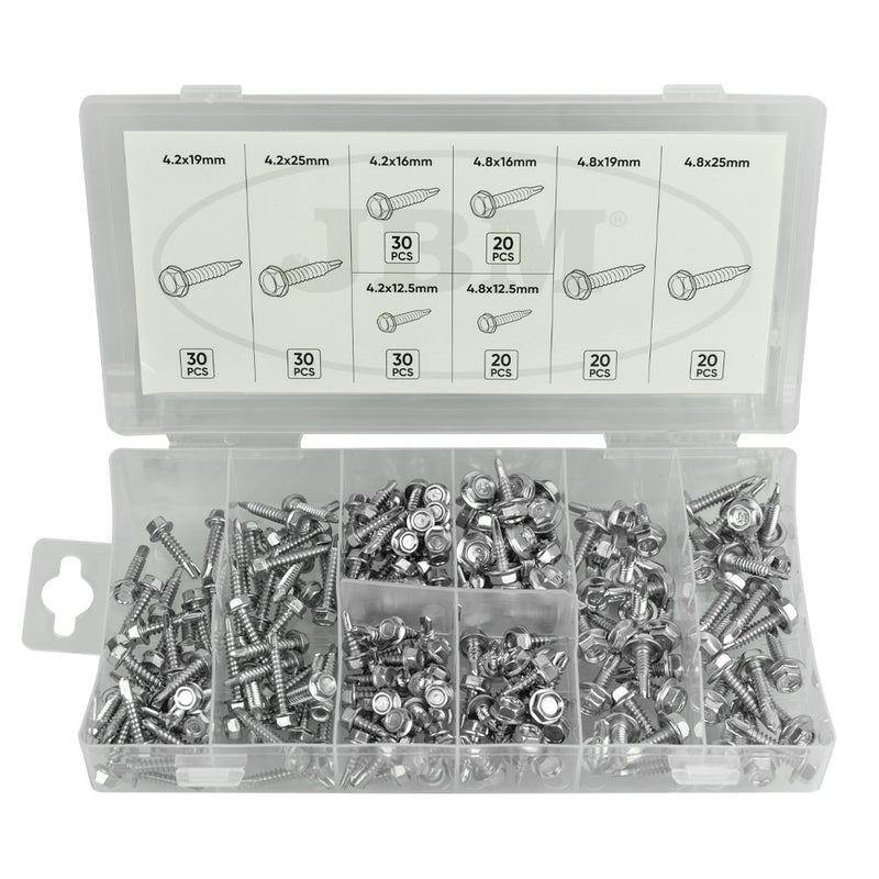JBM (53354) Hex Head Drill Screw Assortment 200pcs