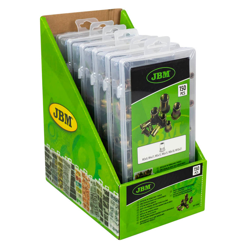 JBM (53360) Zinc Knurled Rivet Nut Assortment 150pcs