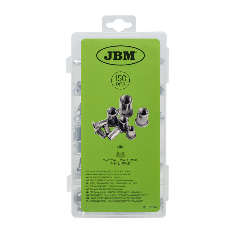 JBM (53361) Aluminium Knurled Rivet Nut Assortment 150pcs