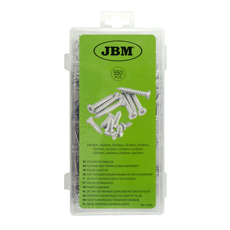 JBM (53369) Flat Head Self Tapping Screw Assortment 550pcs