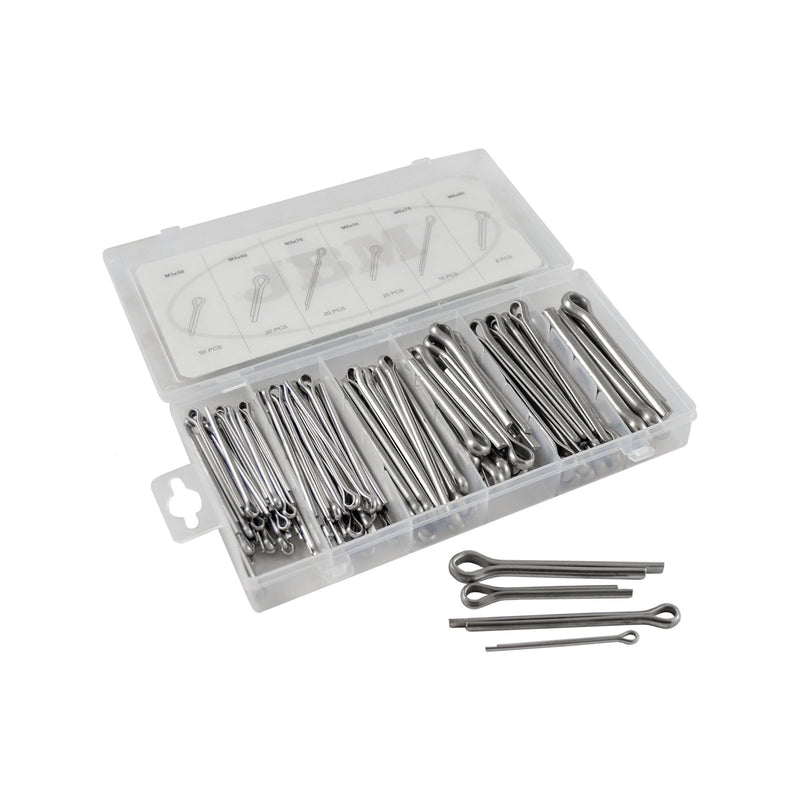 JBM (53372) Surtido de pasadores de chaveta de acero inoxidable, 144 unidades