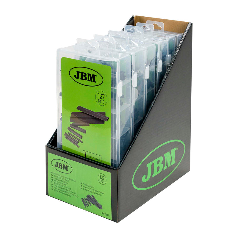 JBM (53374) Surtido de tubos termorretráctiles negros, 127 piezas