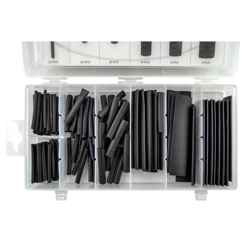 JBM (53374) Surtido de tubos termorretráctiles negros, 127 piezas