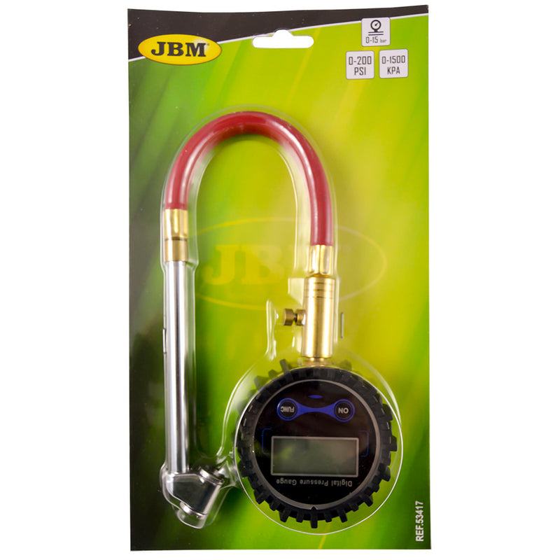 JBM (53417) Manómetro digital para neumáticos con manguera (0-15 bar)