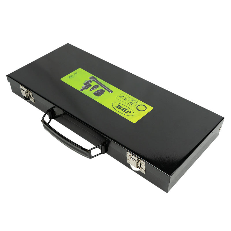 JBM (53531) Jogo de Tomadas de Impacto de 1/2" com 19 Peças, Incluindo 14 Tomadas de 12 Pontas + Adaptadores