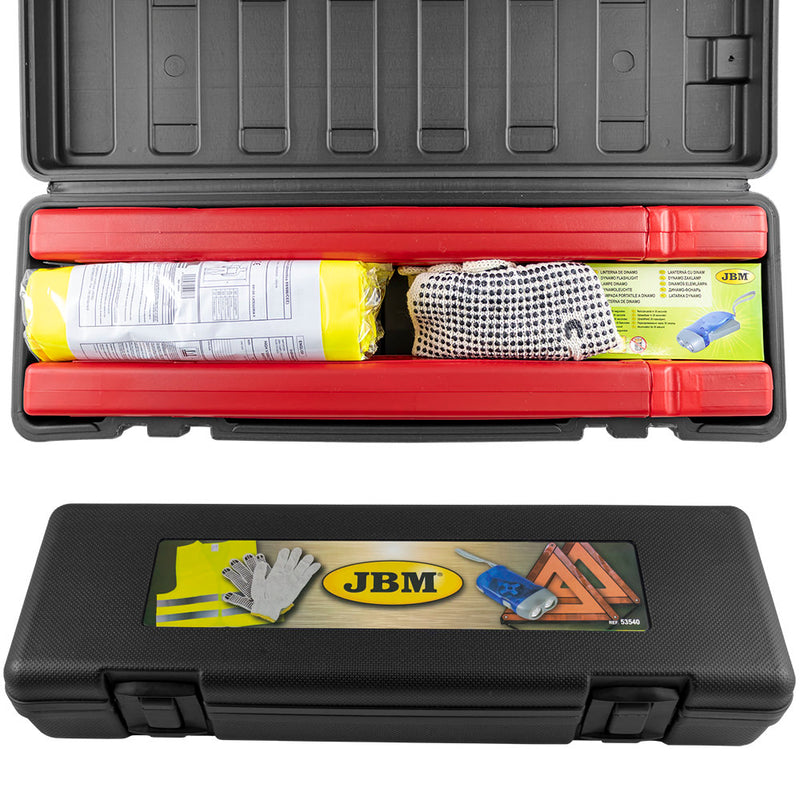 Kit de emergencia y seguridad JBM (53540) en caja de plástico
