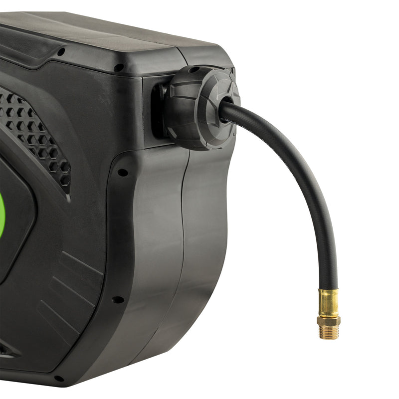 Carrete de manguera de aire JBM (53581) de 12+1 m con retráctil - Verde