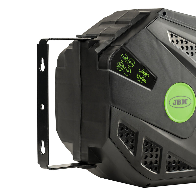 Carrete de manguera de aire JBM (53581) de 12+1 m con retráctil - Verde