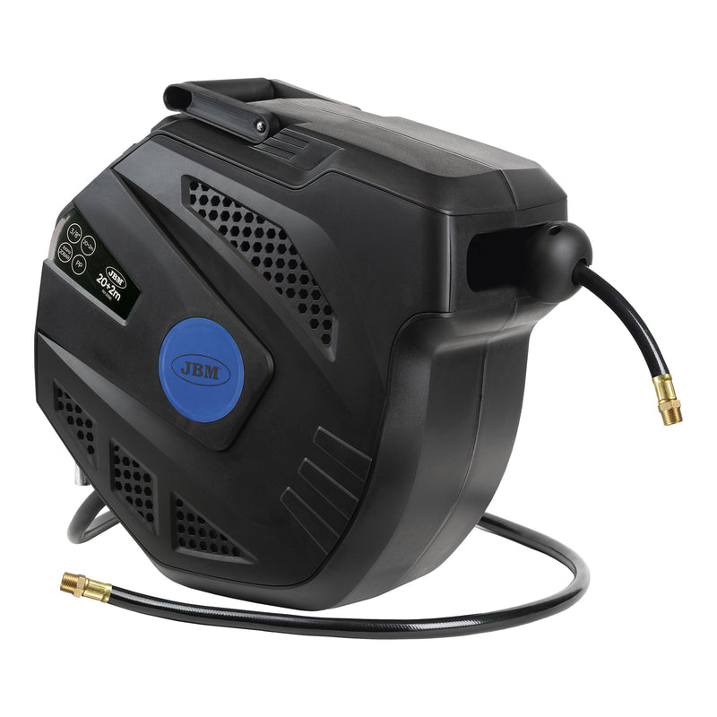 Carrete de manguera de aire JBM (53582) de 20+2 m con retráctil - Azul