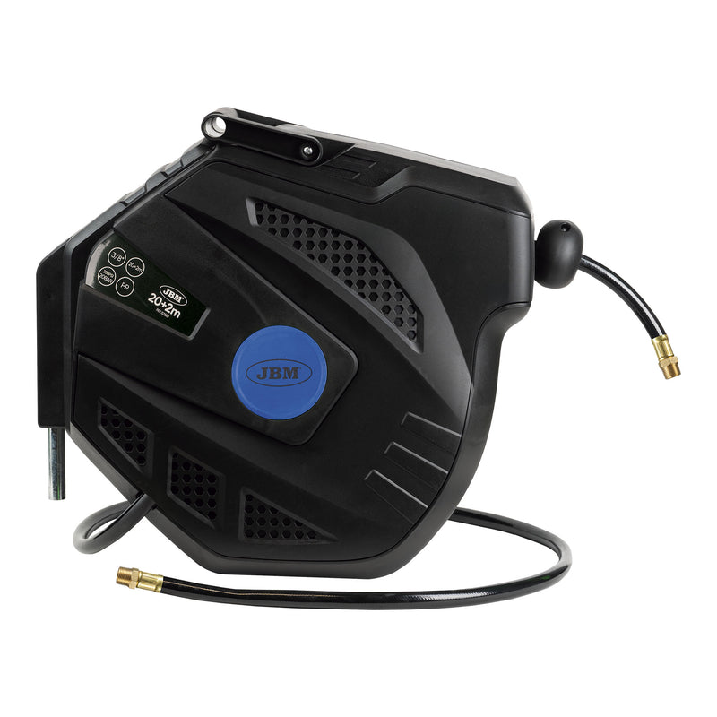 Carrete de manguera de aire JBM (53582) de 20+2 m con retráctil - Azul