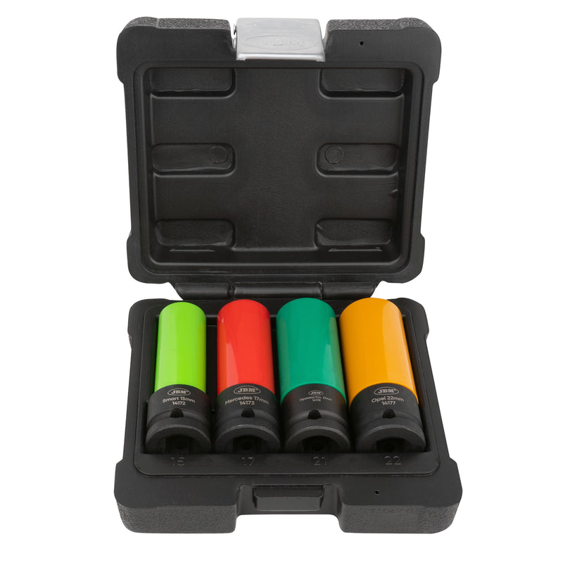 JBM (53587) 4 Pieces 1/2" Drive Alloy Wheel Impact Socket Set