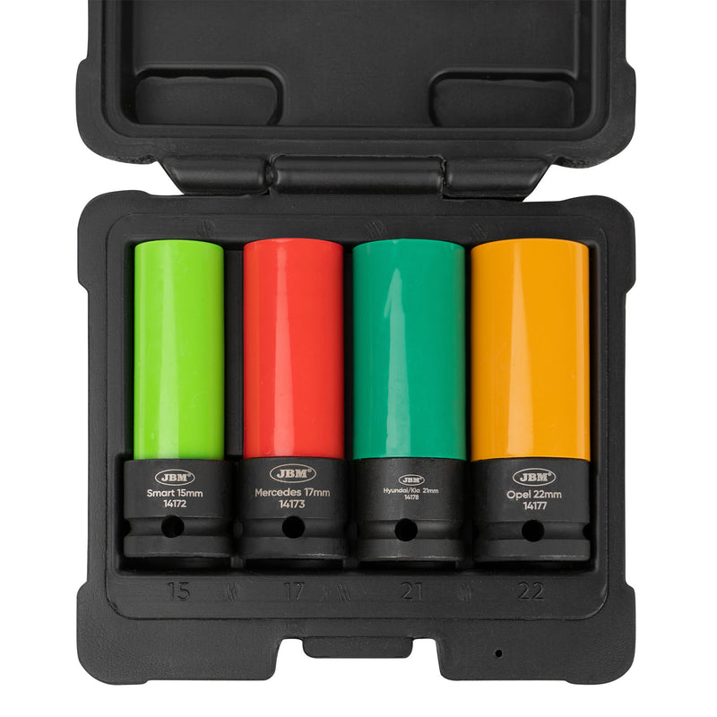 JBM (53587) 4 Pieces 1/2" Drive Alloy Wheel Impact Socket Set