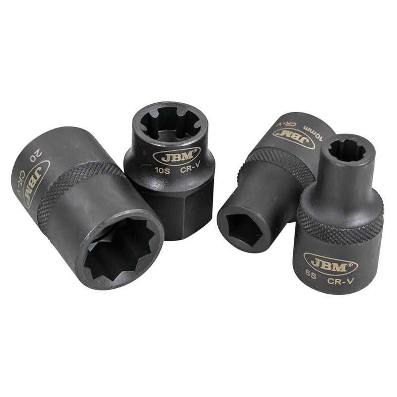 JBM (53669) Conjunto de 10 Soquetes Especiais de Impacto Automóvel de 1/2"