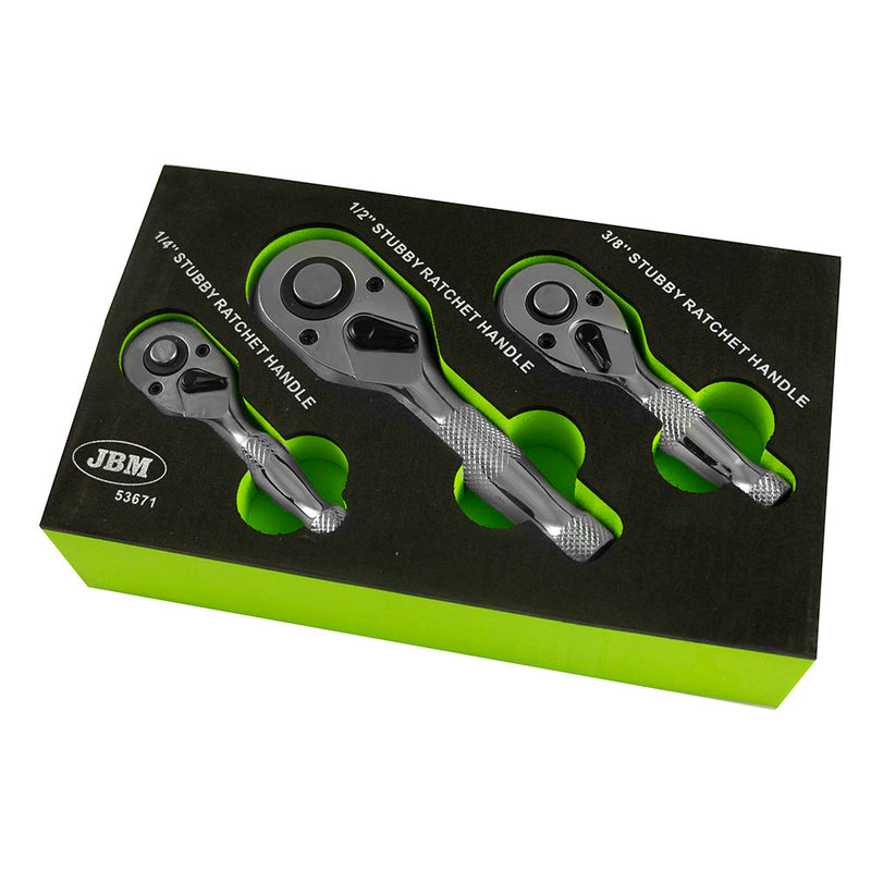 Juego de 3 llaves de carraca cortas JBM (53671).