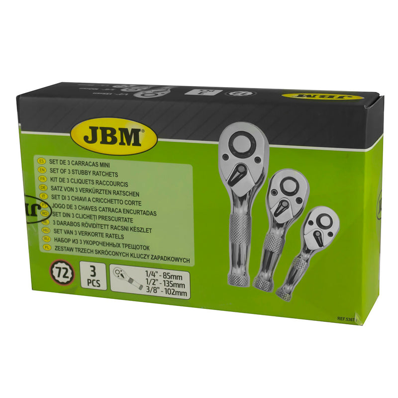 Juego de 3 llaves de carraca cortas JBM (53671).