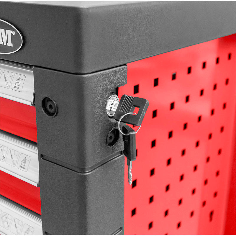 Carro portaherramientas JBM (53686) de 7 cajones - Rojo - Herramientas incluidas
