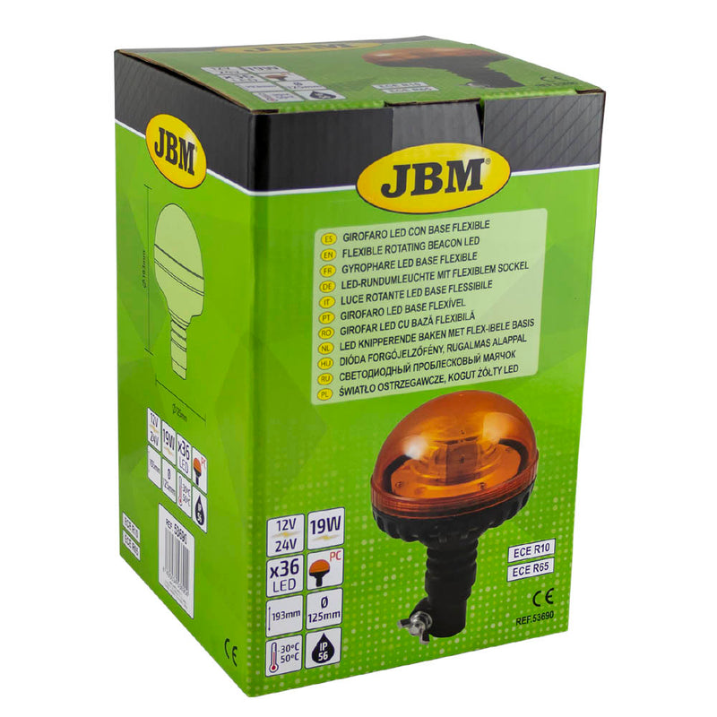 JBM (53690) Base de espiga flexible para baliza LED de 12-24 V