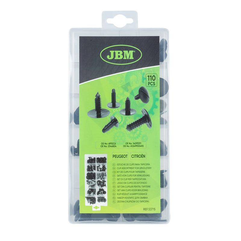 JBM (53715) Conjunto de 110 Presilhas para Estofos Peugeot/Citroën