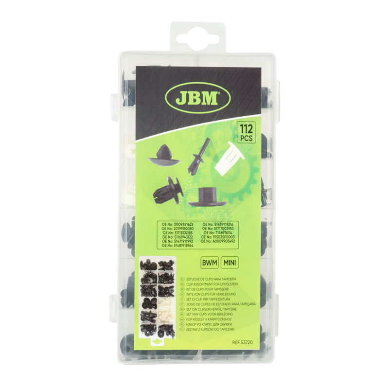 JBM (53720) Conjunto de Presilhas para Estofos BMW/Mini - 112 peças