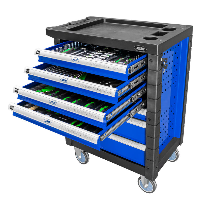Carrinho de ferramentas JBM (53767) com 7 gavetas - Azul - Ferramentas incluídas