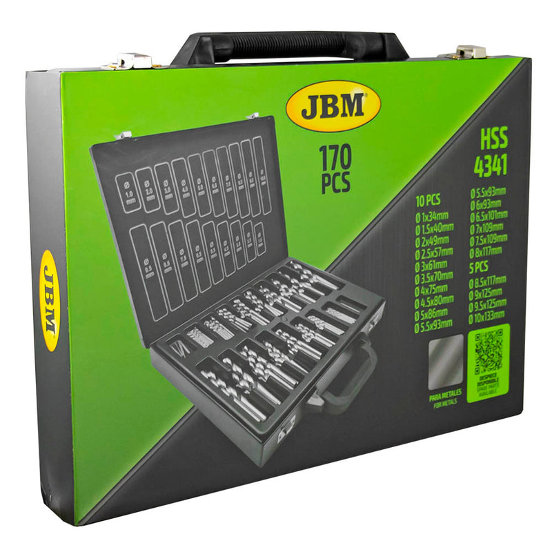 Juego de brocas helicoidales métricas JBM (53852) HSS 4341 de 1 a 10 mm