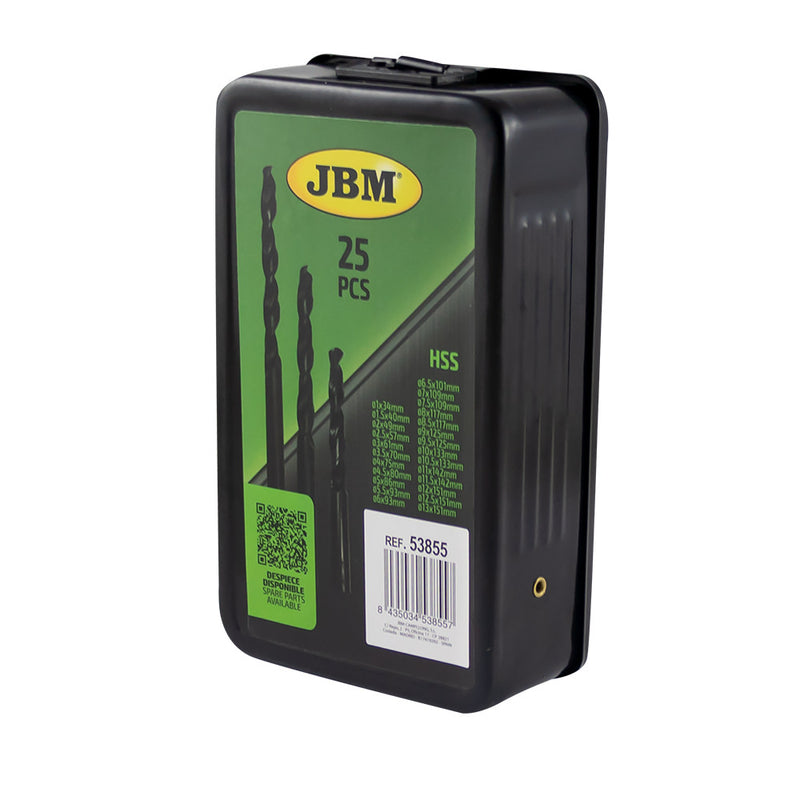 Juego de brocas helicoidales métricas JBM (53855) HSS 4241 de 1 a 13 mm, color negro