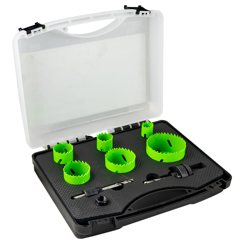 Juego de sierras de corona bimetálicas JBM (53859) con adaptadores