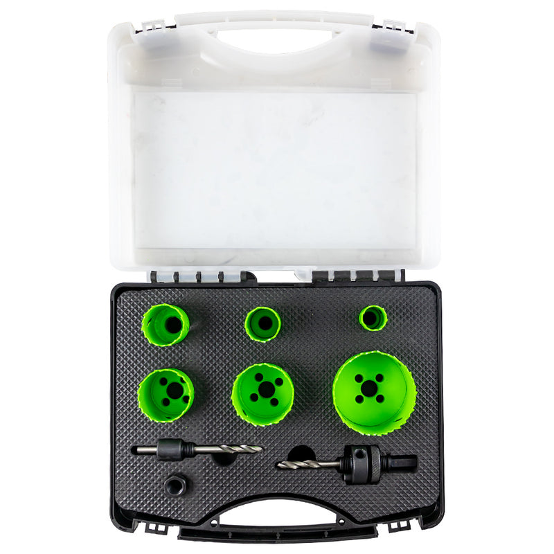 Juego de sierras de corona bimetálicas JBM (53859) con adaptadores